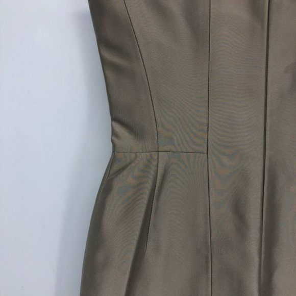 AKRIS Tan Beige Square Neck Silk structured professional flared dress size 4 - Picture 7 of 7